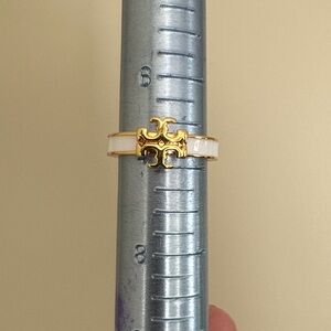 Tory Burch Gold and White Enamel Women's Ring